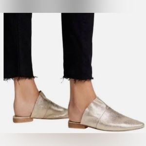 Free People mules 6.5W gold soft leather